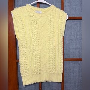Yellow Cable Knit Sleeveless Sweater